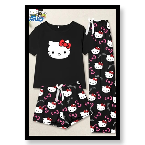 Hello Kitty Other - 3 Piece Hello Kitty Black and White Pajamas